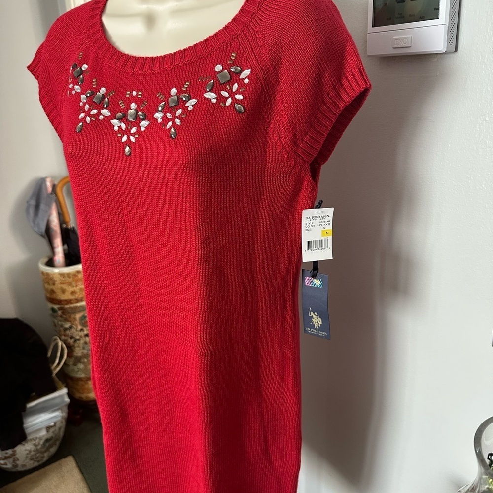 U.S. POLO ASSN.WOMEN
Red Knit Dress with Floral Embroidery size M - Picture 4 of 10